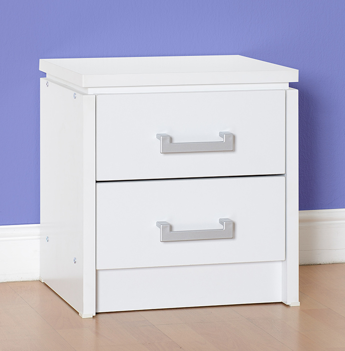 Charles 2 Drawer Bedside Chest In White